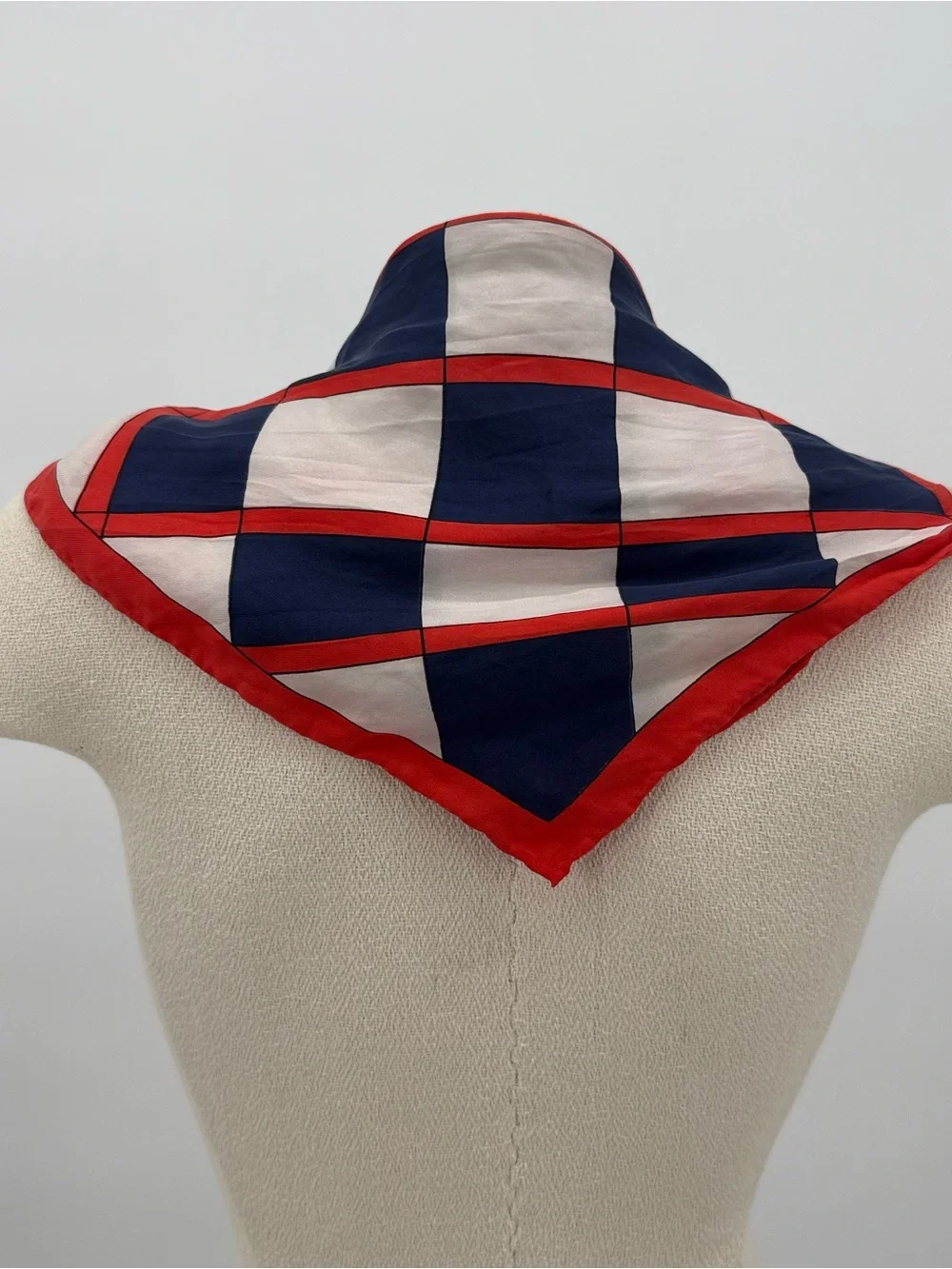 Echo Vintage Red Navy Square Scarf Retro Neck Hair Scarf Accessory Checker